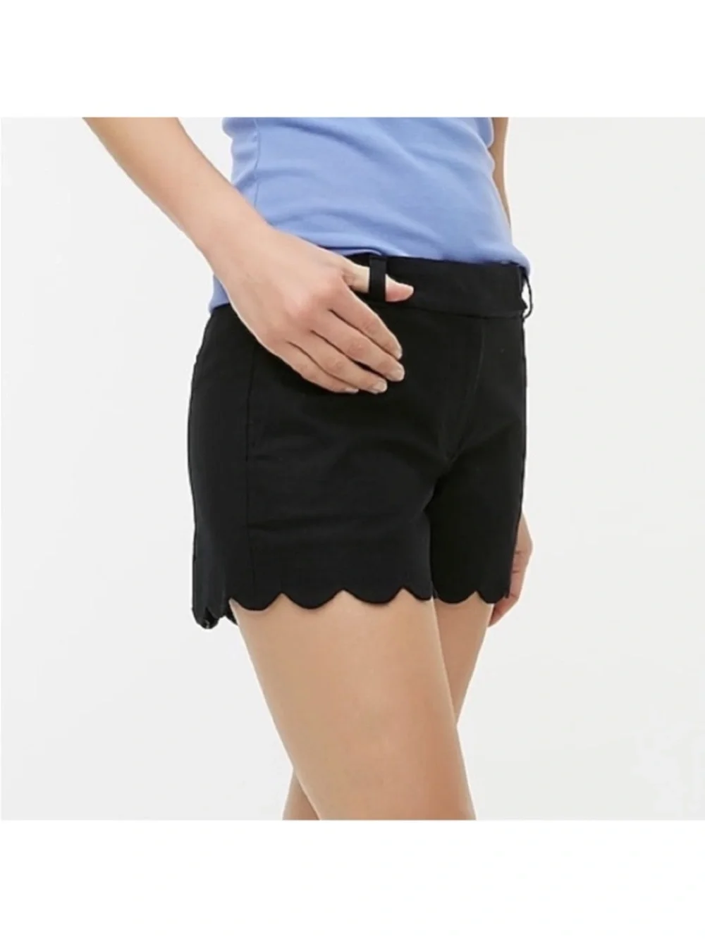 J. Crew Black Linen High Waist Scalloped Hem Women’s Shorts
